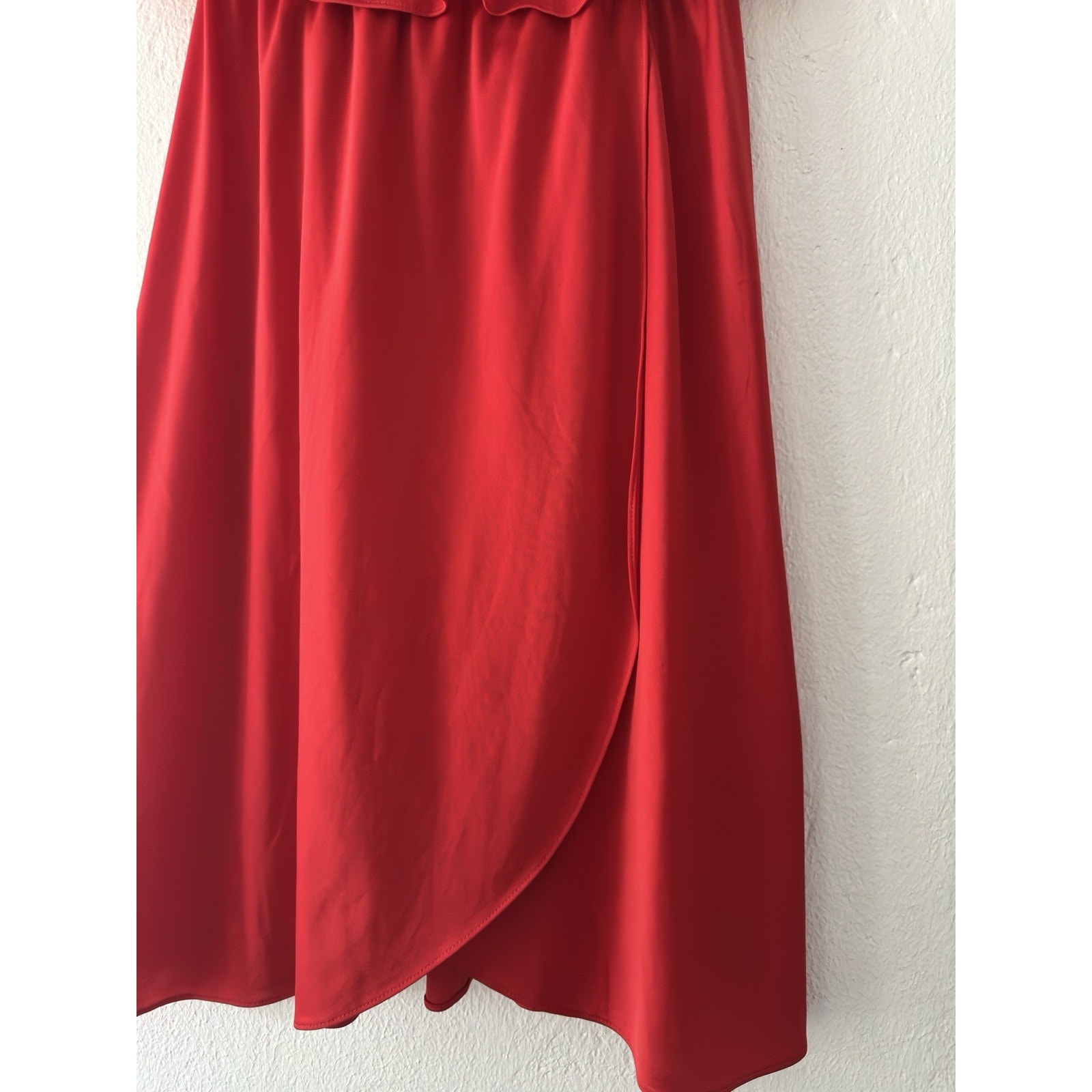 Vintage 1970s/1980s Red Tube Top Midi Ruffle Wrap Dress - Size 7/8 — image 4 of 8